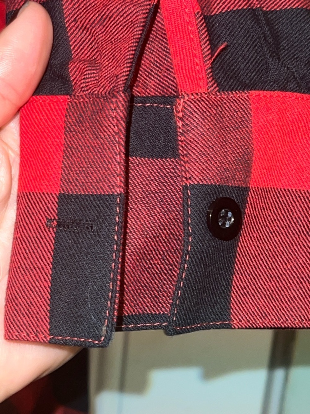 Red and Black Buffalo Check Hi-Low Shirt Dress - Picture 5 of 6